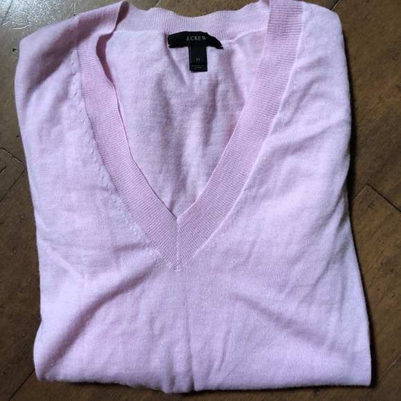 J. Crew Merino Wool V-neck Sweater EUC Light Pink - Picture 3 of 5